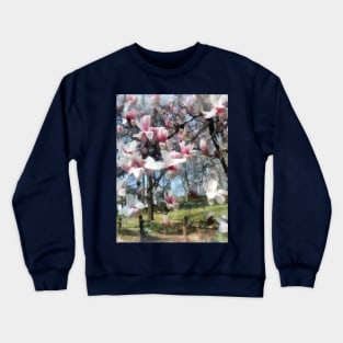 Spring - Magnolia Closeup by Fence Crewneck Sweatshirt